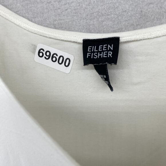 EILEEN FISHER Tank Top M Stretch Cotton Jersey Scoop Neck Shell Off White USA - Picture 10 of 10